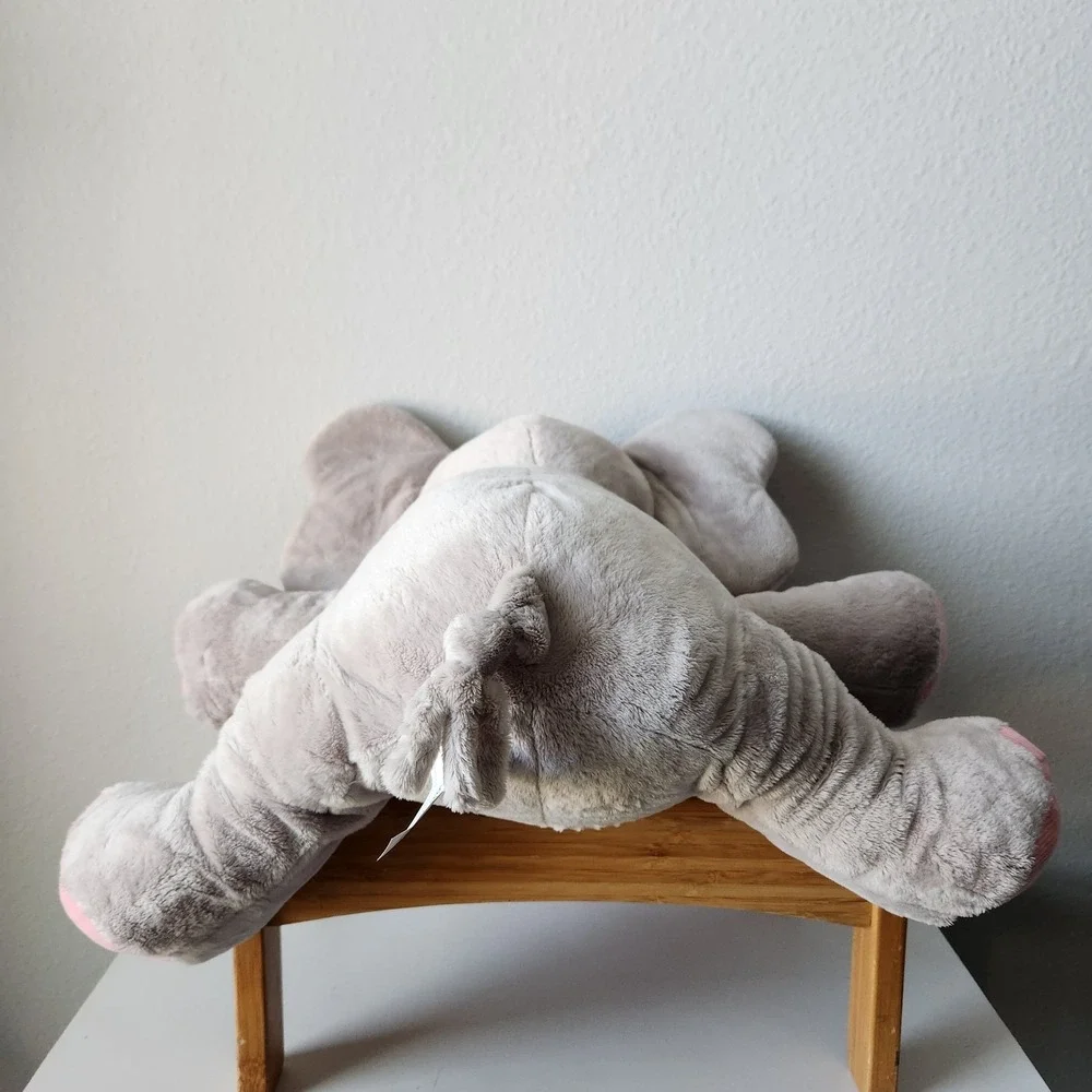 Vintage 2008 Plush Stuffed Animal Alley‎ Toys R Us Gray Pink Large Baby Elephant